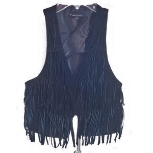 Black Twenty One Leather Fringe Vest Size S